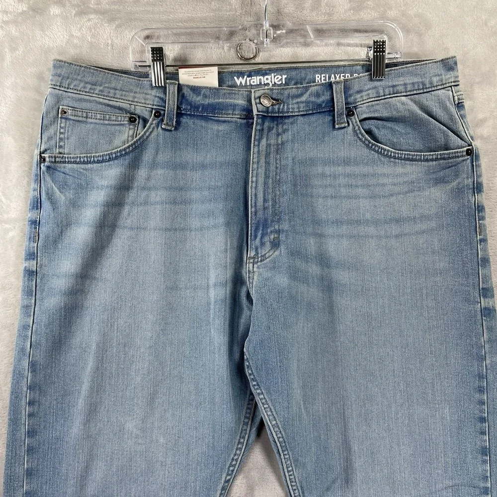 Wrangler Jeans mens 40x29 Relaxed Bootcut Denim Blue Western Bootleg Light Wash